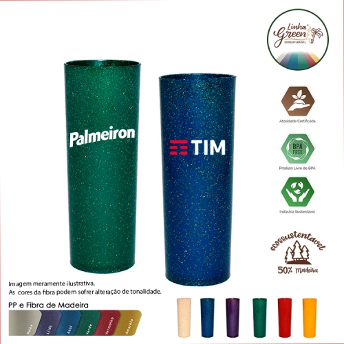 Copos long drink personalizados - Copo Long Drink Eco 330ml Green Colors